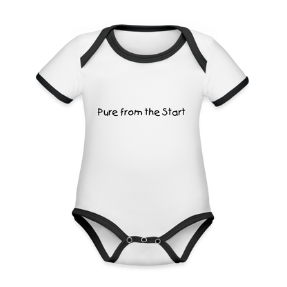 Organic Cotton Contrast Short Sleeve Baby Bodysuit - white/black