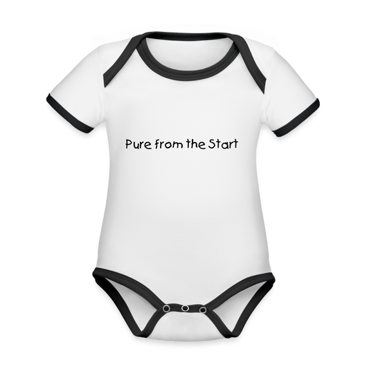 Organic Cotton Contrast Short Sleeve Baby Bodysuit - white/black