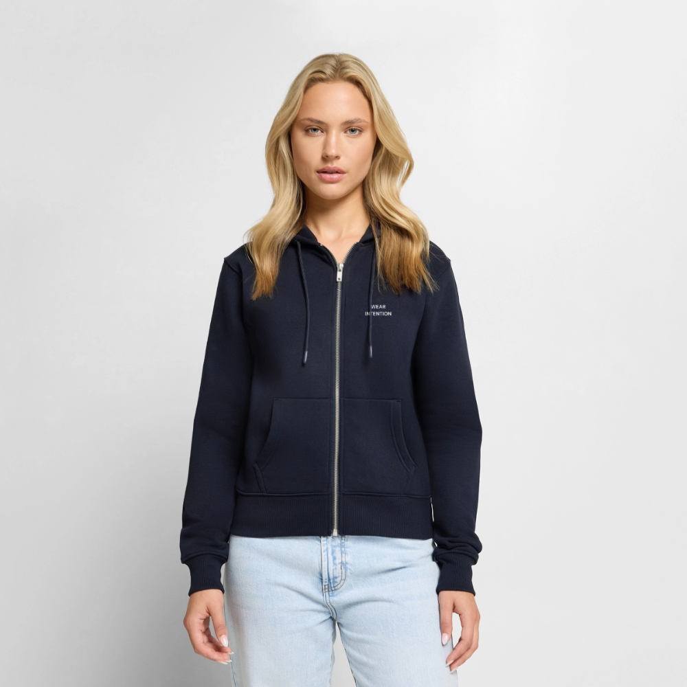 Wear Intention Women's Premium Organic Zip Hoodie - navy