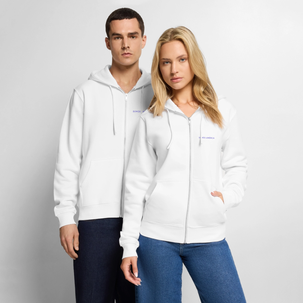 Somos America Unisex Premium Organic Zip Hoodie - white