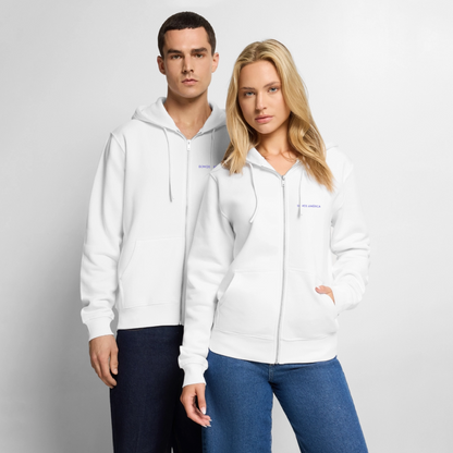 Somos America Unisex Premium Organic Zip Hoodie - white