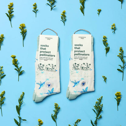 Calcetines que protegen a los polinizadores (Colibríes beige)