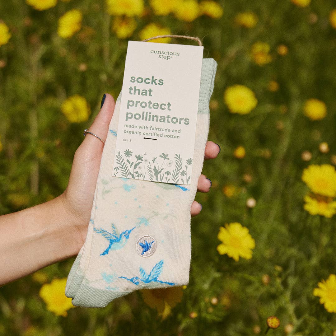 Calcetines que protegen a los polinizadores (Colibríes beige)