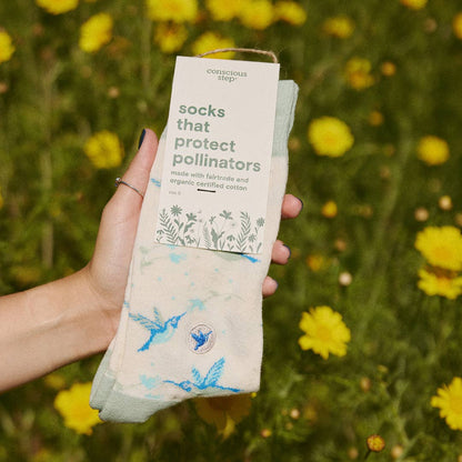 Calcetines que protegen a los polinizadores (Colibríes beige)