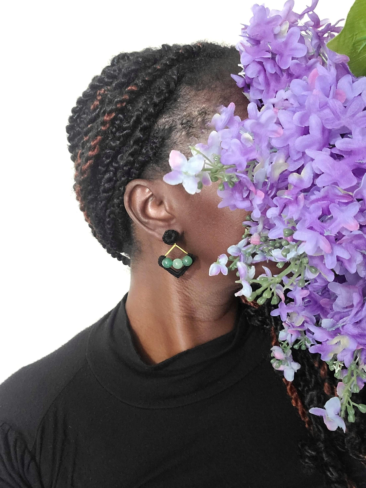 Gold and Black Aventurine Earrings