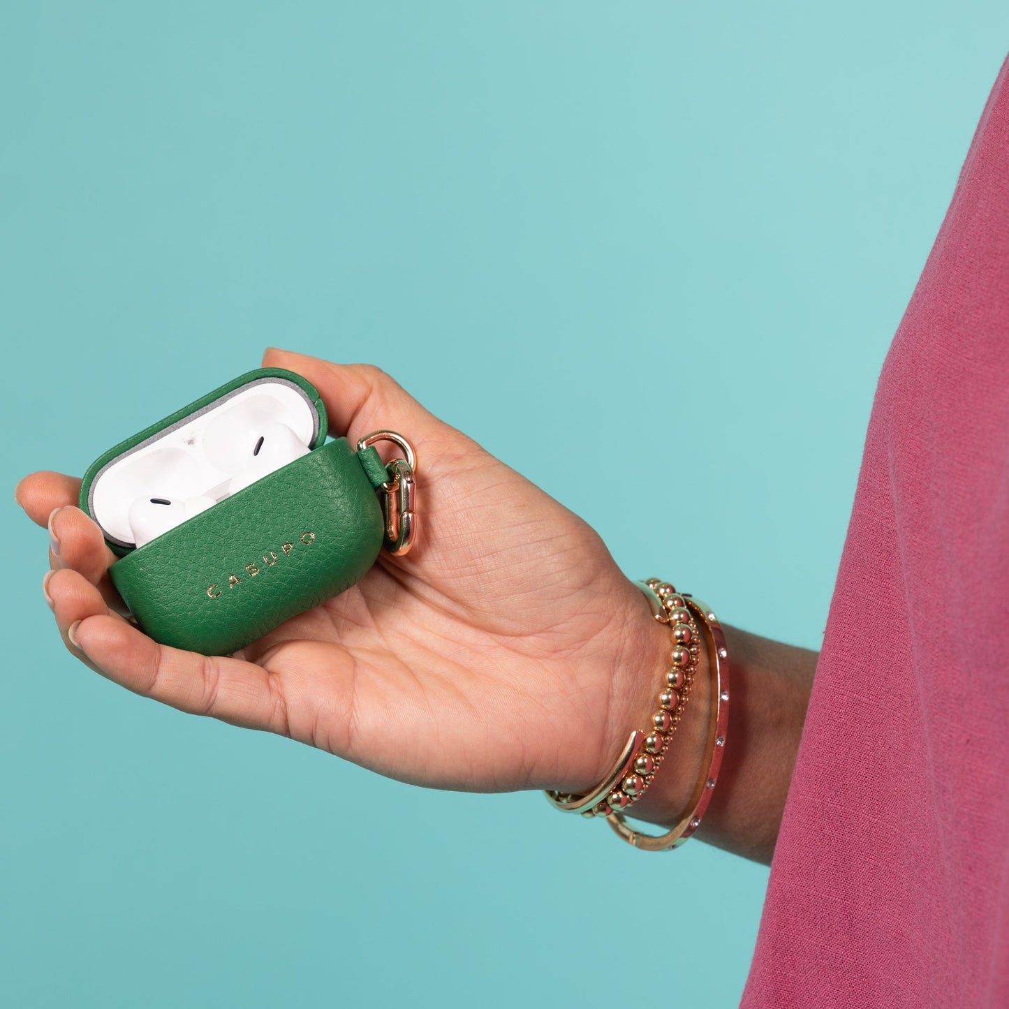 Funda de cuero para Airpods - Verde