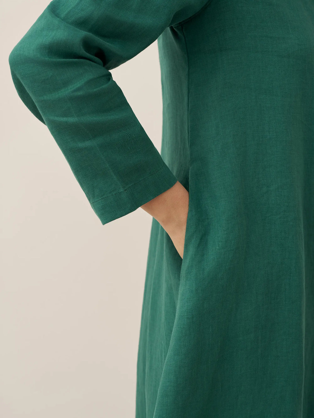 100% Linen Hooded Pullover Maxi Dress REBECCA