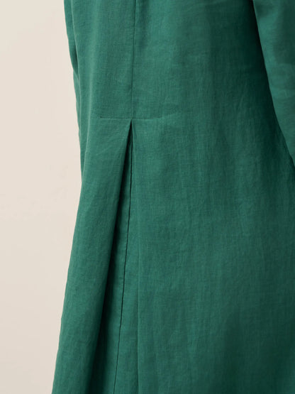 100% Linen Hooded Pullover Maxi Dress REBECCA