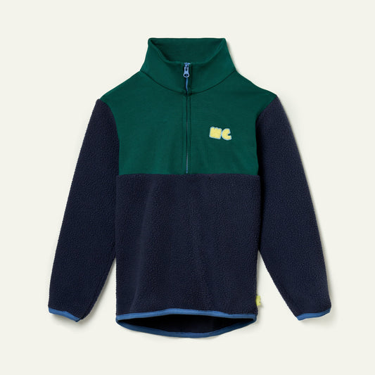 Chaqueta sherpa azul marino con cremallera