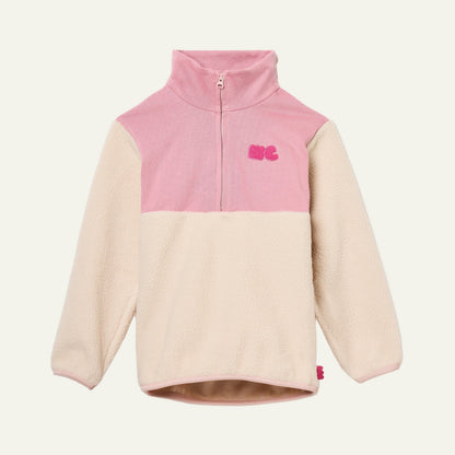 Sudadera rosa de sherpa con cremallera