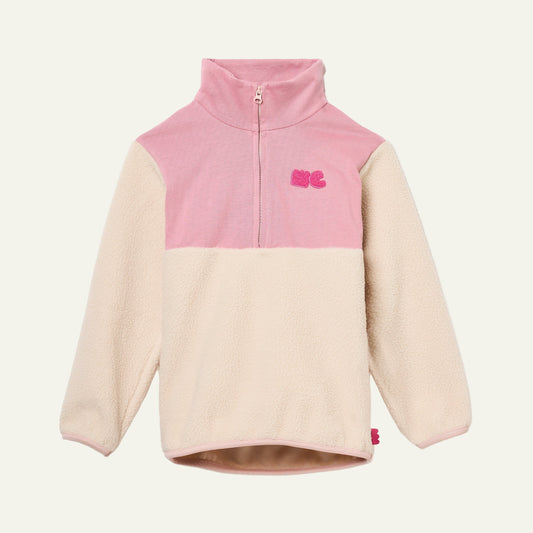 Sudadera rosa de sherpa con cremallera