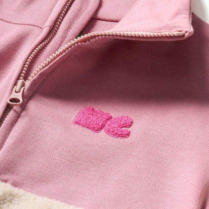 Sudadera rosa de sherpa con cremallera