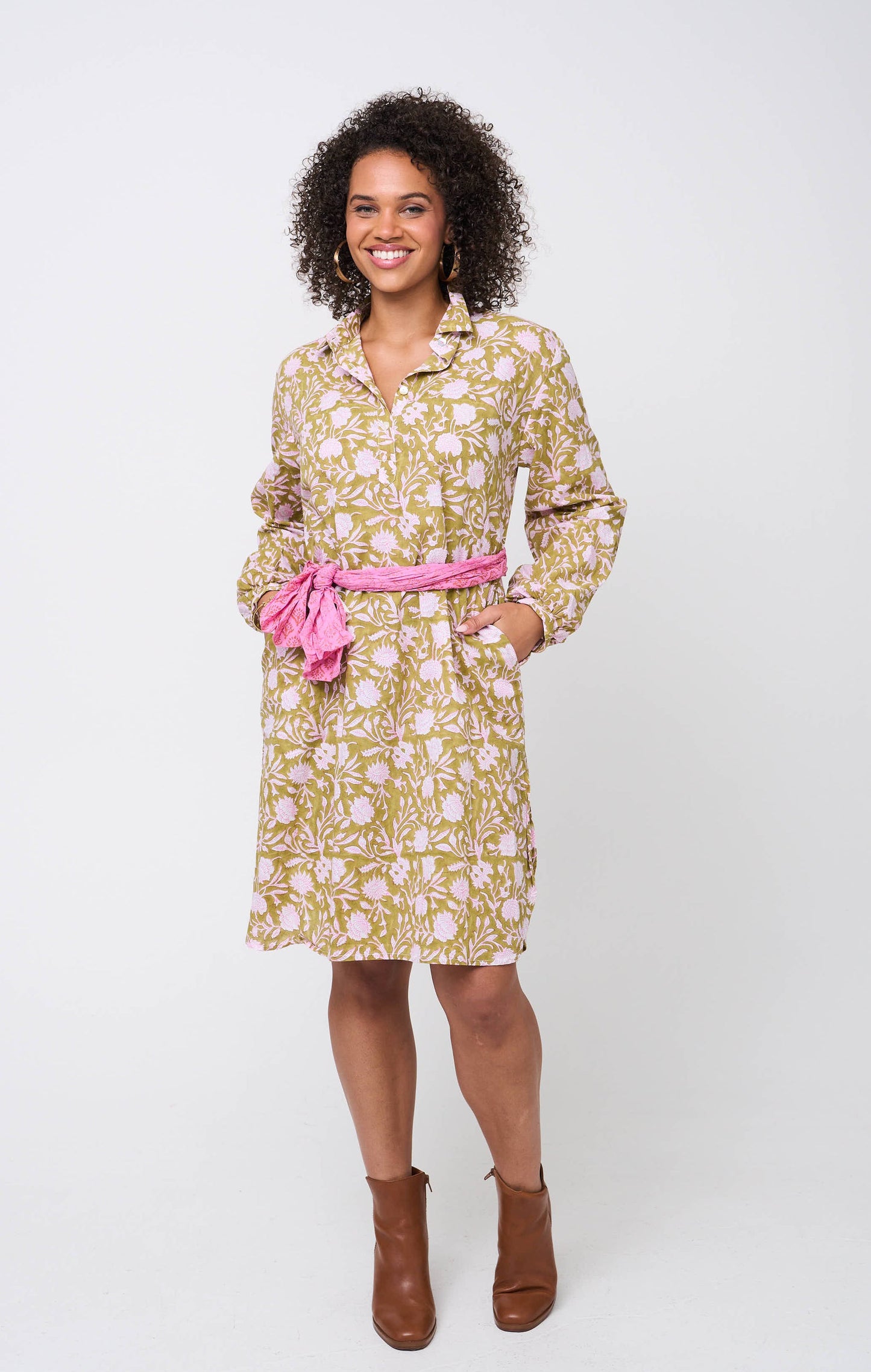 Vestido camisero Good Boyfriend - Floral Escape Aceite de Oliva/Lavanda