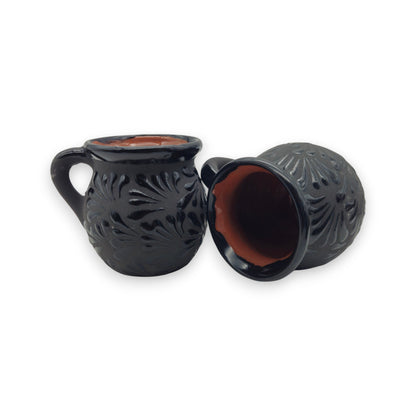 Jarrito de Talavera Negra | Taza de Café Mexicana de Barro Hecha a Mano