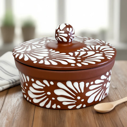 Calentador de tortillas de Talavera | Calentador de alimentos de terracota hecho a mano