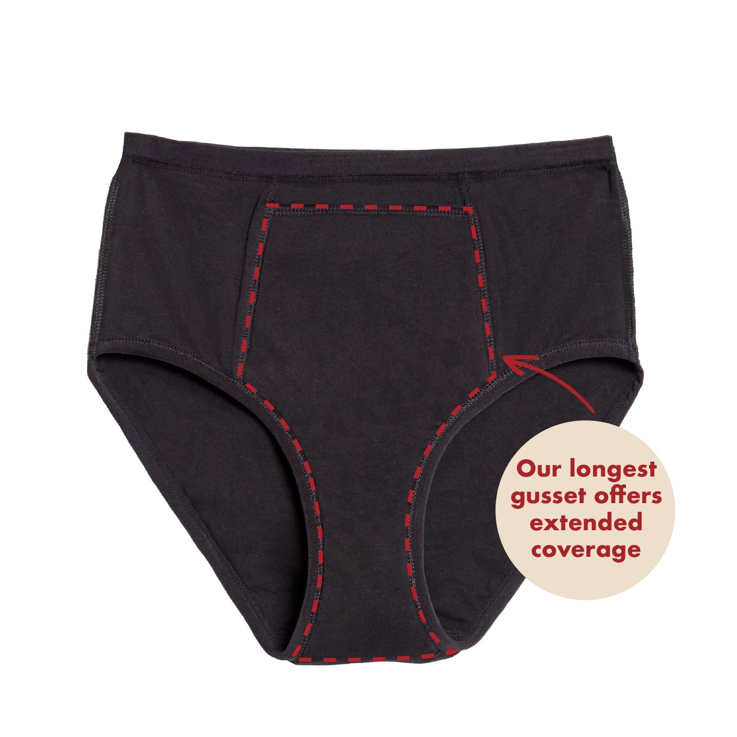 La Ropa Interior Menstrual de Algodón Orgánico de Tiro Alto con Cobertura Extra para Flujos Abundantes