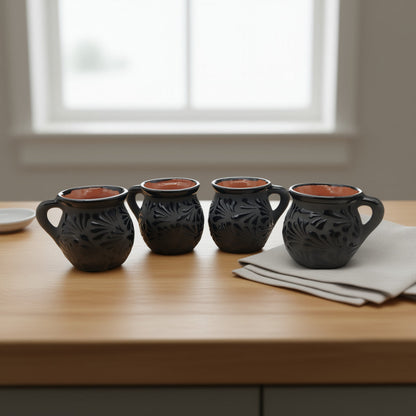 Jarrito de Talavera Negra | Taza de Café Mexicana de Barro Hecha a Mano