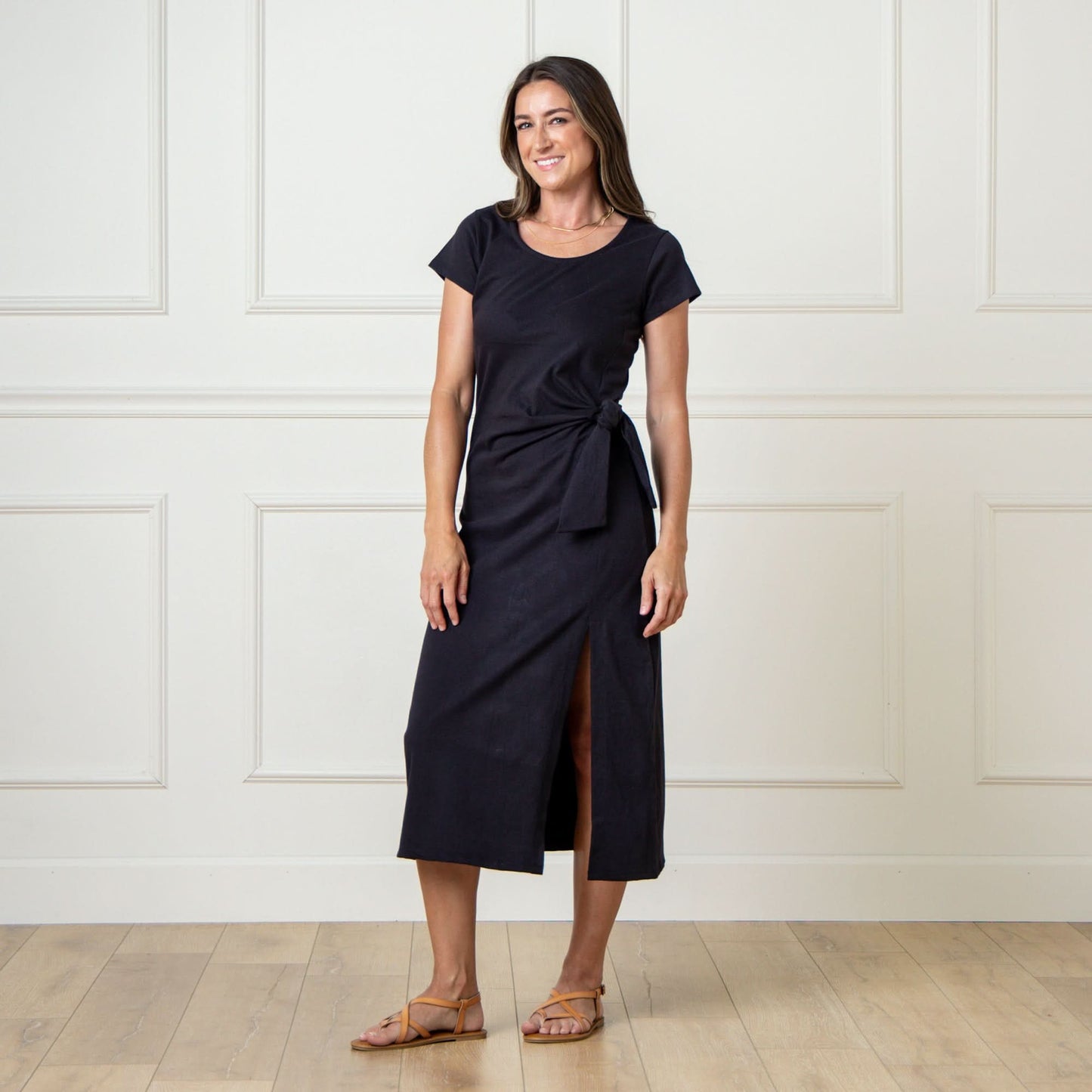 Vestido Midi de Punto Orgánico con Lazo