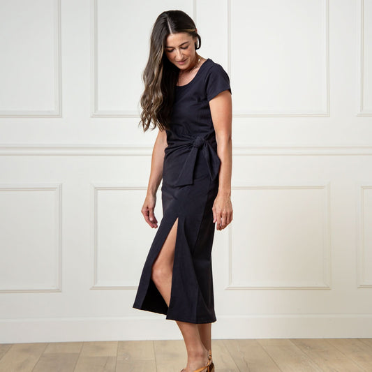 Vestido Midi de Punto Orgánico con Lazo