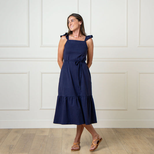 Vestido de punto orgánico con volante