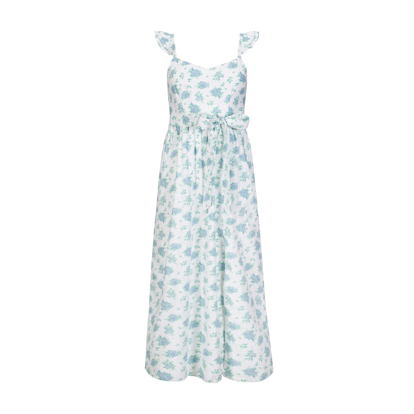 Vestido de fiesta de lino con volantes