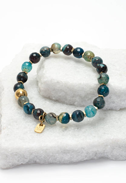Pulsera de ágata verde con cuentas Ewa