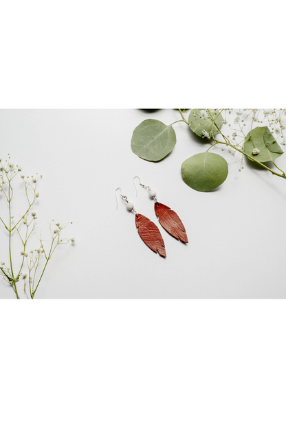 Leather Feather Earring