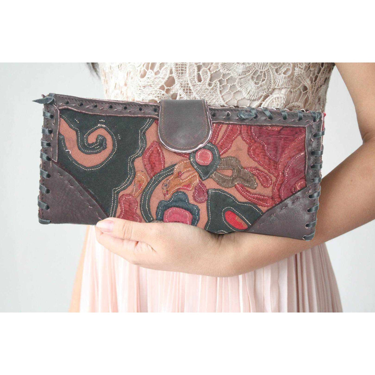 Upcycled Antique Applique Wallet - Thailand