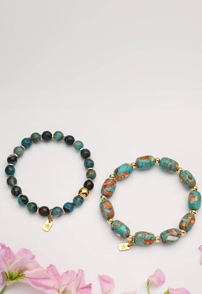 Pulsera de ágata verde con cuentas Ewa