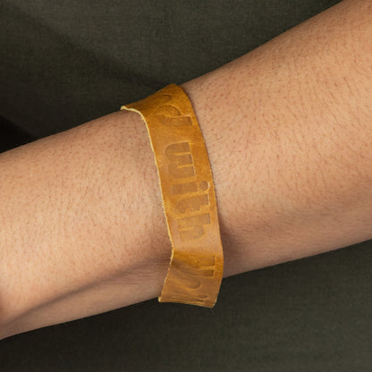 Recycled Leather Stand With Haiti Bracelet