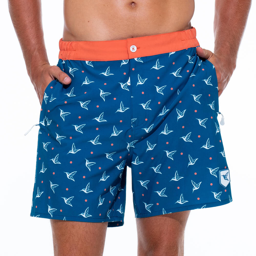 Bañador de natación monograma de lujo para hombre en azul Océano Profundo