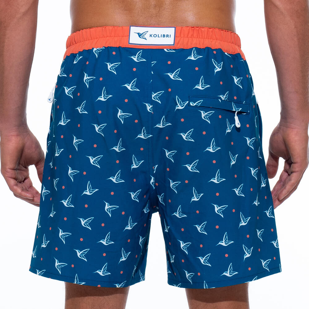 Bañador de natación monograma de lujo para hombre en azul Océano Profundo