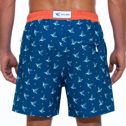 Bañador de natación monograma de lujo para hombre en azul Océano Profundo