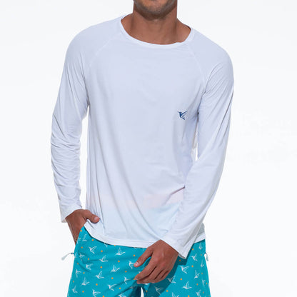 Camiseta blanca de manga larga con protección UV