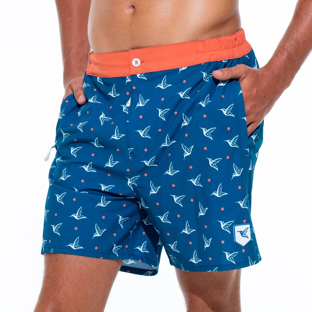 Bañador de natación monograma de lujo para hombre en azul Océano Profundo