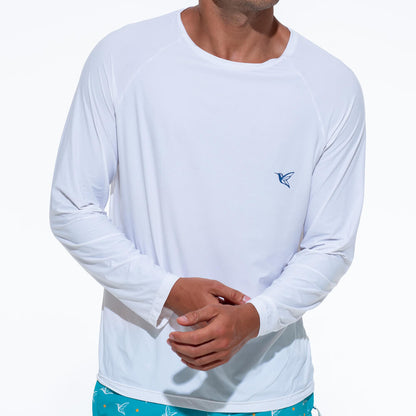 Camiseta blanca de manga larga con protección UV