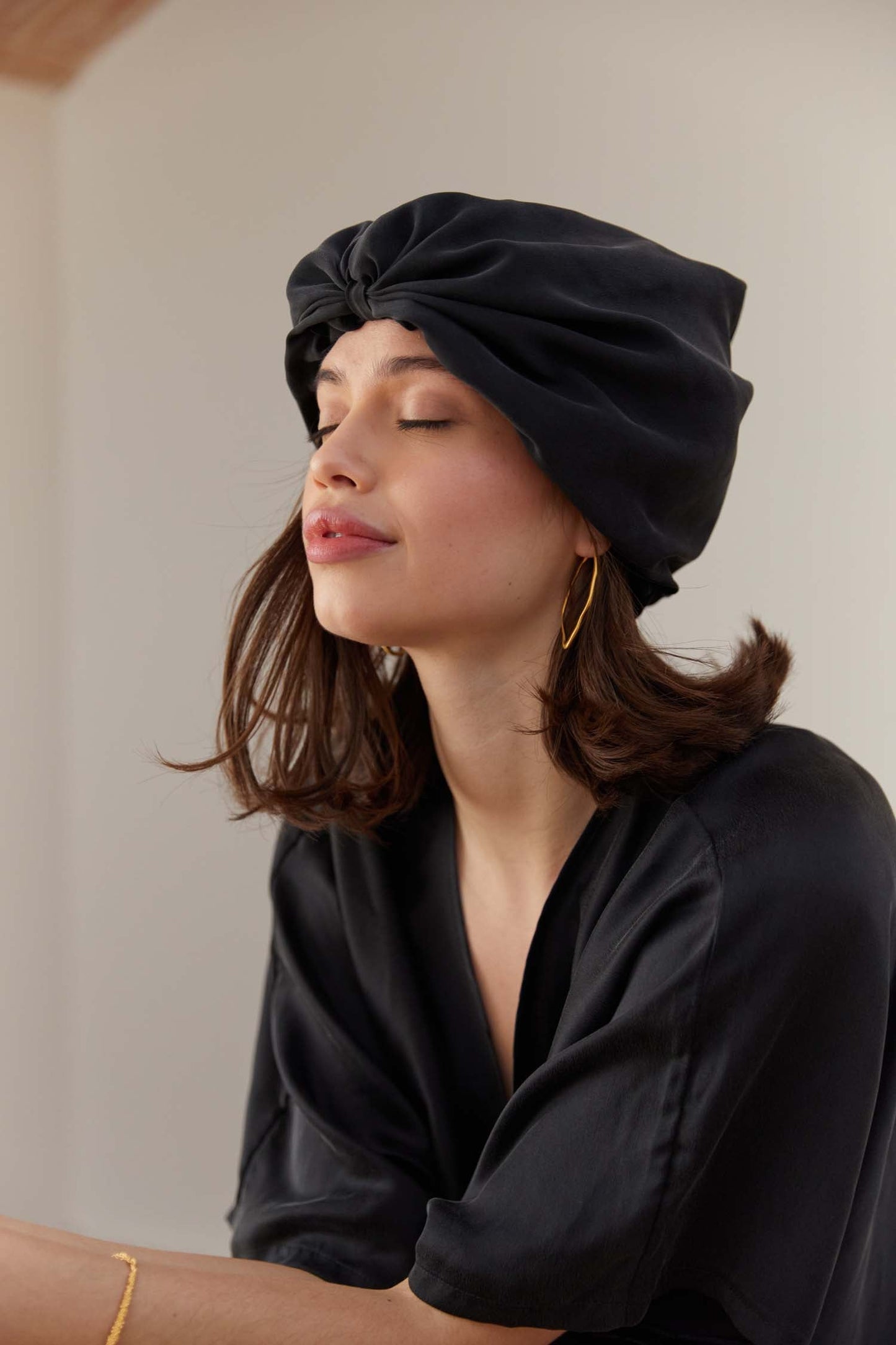 Turbante de seda lavada para el cabello