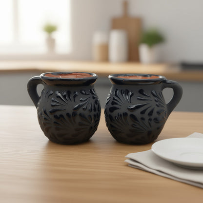 Jarrito de Talavera Negra | Taza de Café Mexicana de Barro Hecha a Mano