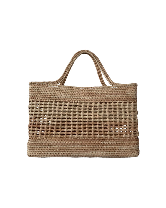 BOLSO DE PAJA TEJIDO A MANO CON TABLERO DE DAMAS SEEKER