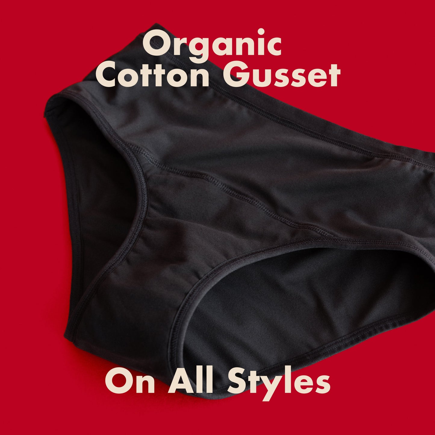 La braga de cintura alta para la regla, confeccionada con tejido SportyStretch™, para flujos abundantes.