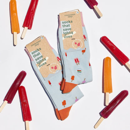 Calcetines que salvan vidas LGBTQ (Paletas azules)
