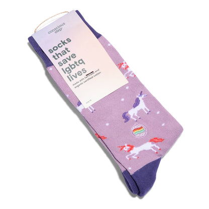 Calcetines que salvan vidas LGBTQ (Unicornios morados)