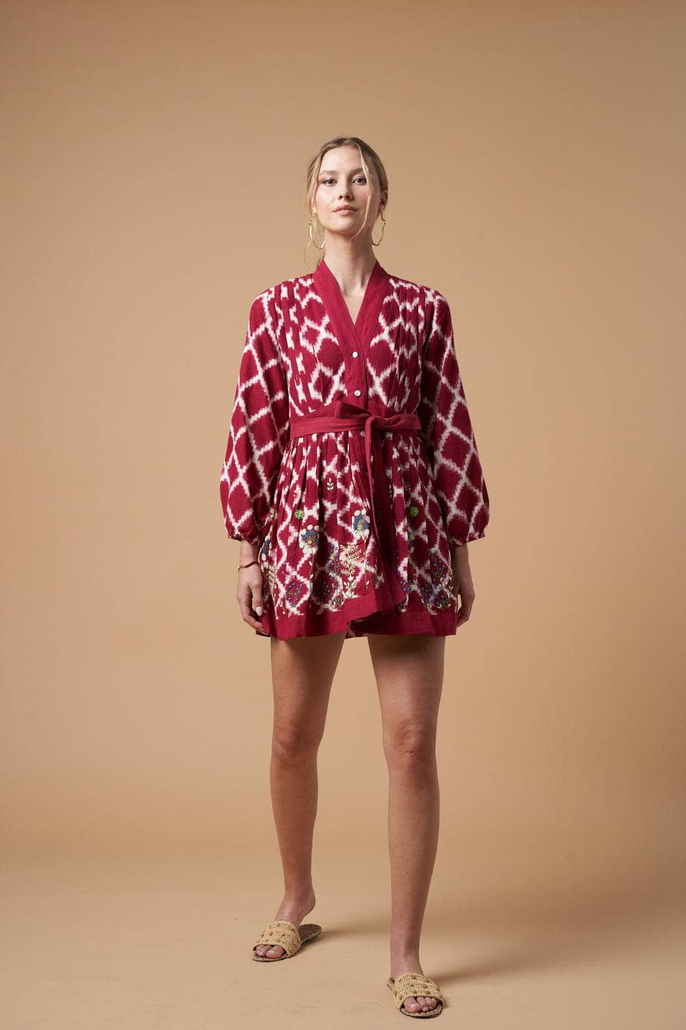 Vestido corto tipo kimono Ada rojo