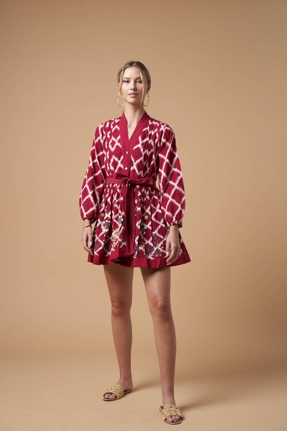 Vestido corto tipo kimono Ada rojo