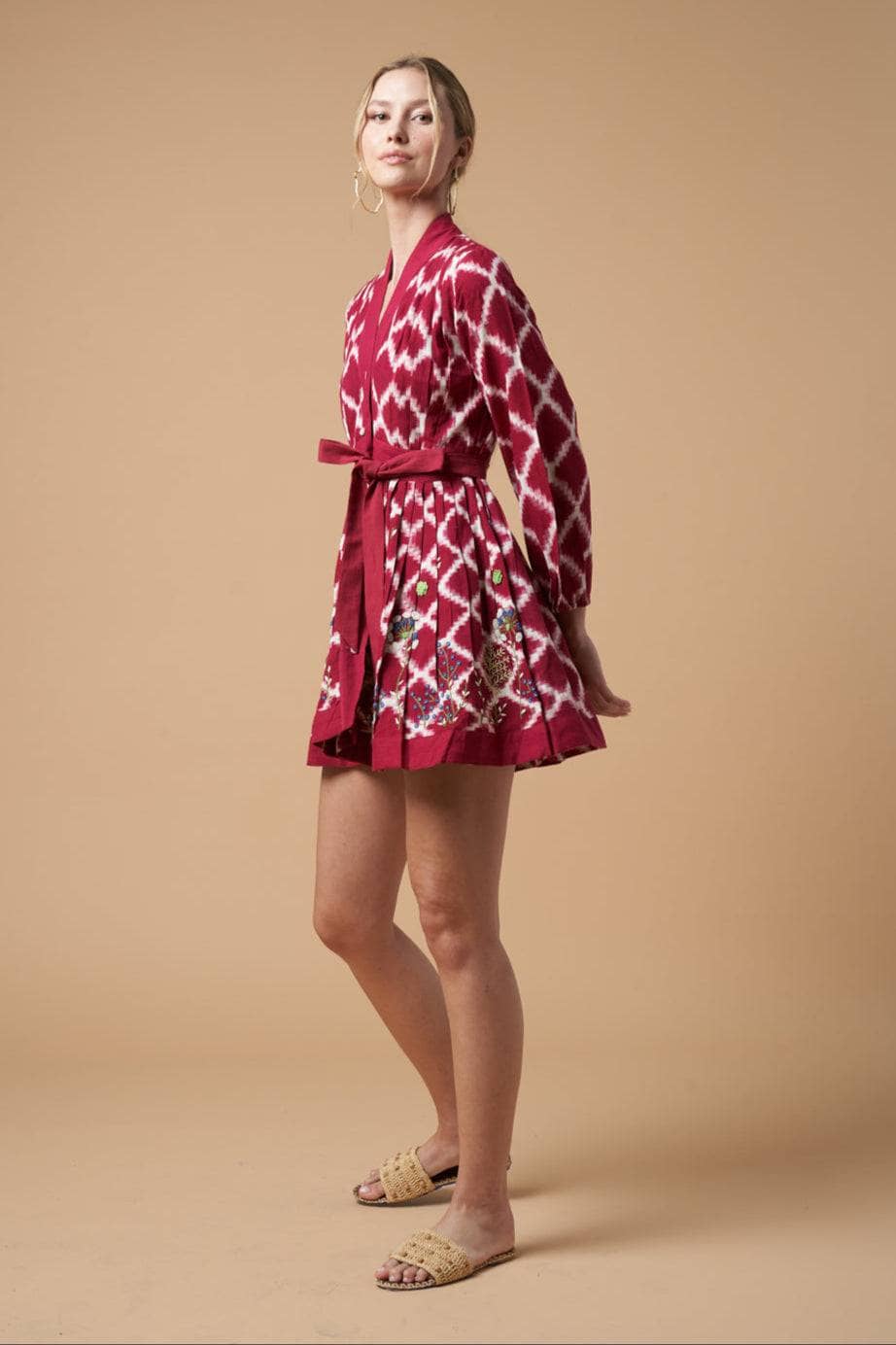 Vestido corto tipo kimono Ada rojo