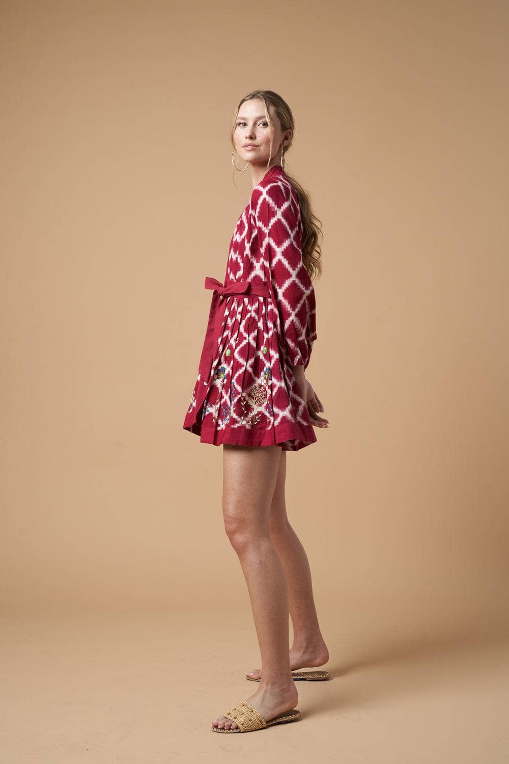 Vestido corto tipo kimono Ada rojo