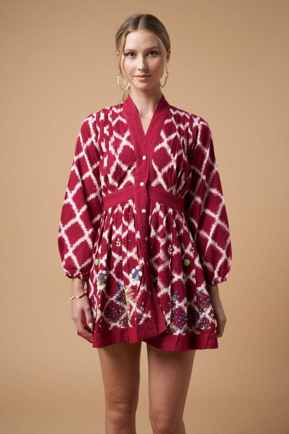 Vestido corto tipo kimono Ada rojo