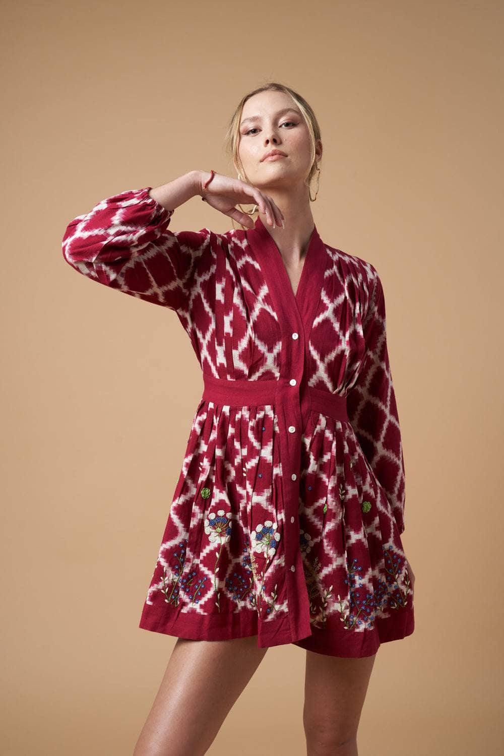 Vestido corto tipo kimono Ada rojo