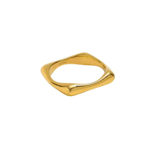 Anillo cuadrado minimalista liso de acero inoxidable