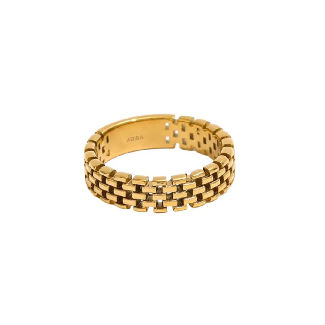Anillo Links Band de acero inoxidable chapado en oro de 18k